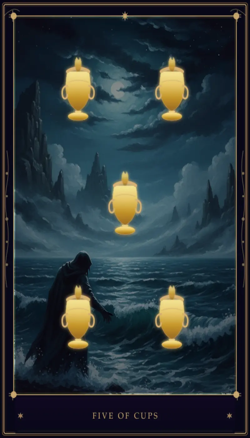 Cinco de Copas no Tarot: Significado, Interpretação e Combinações