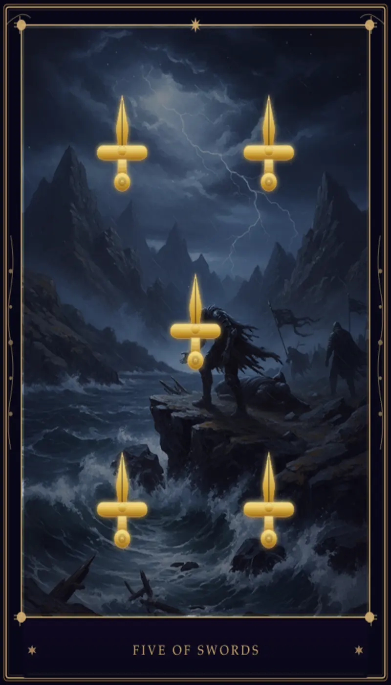 Cinco de Espadas no Tarot: Significado Completo e Interpretações