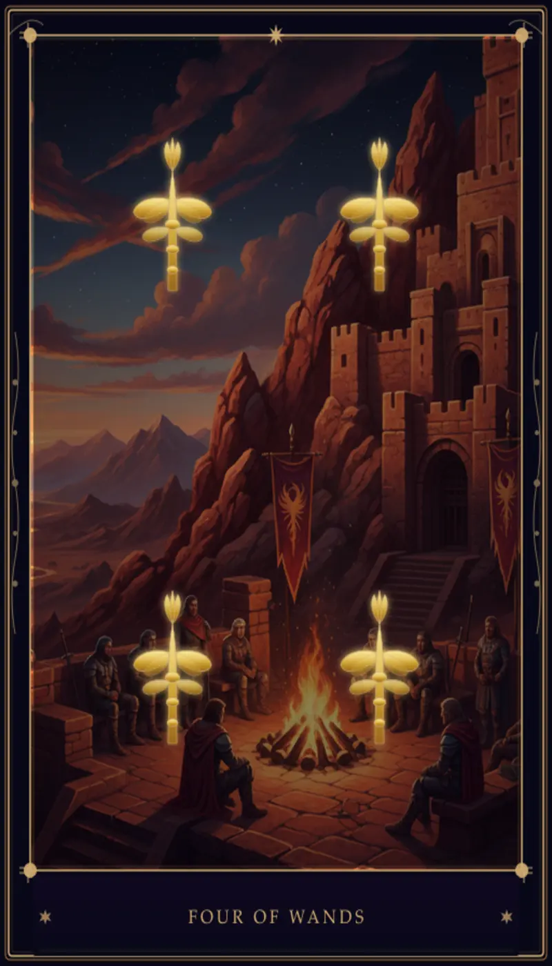 Cuatro de Bastos en el Tarot: Significado, Interpretación y Guía Completa