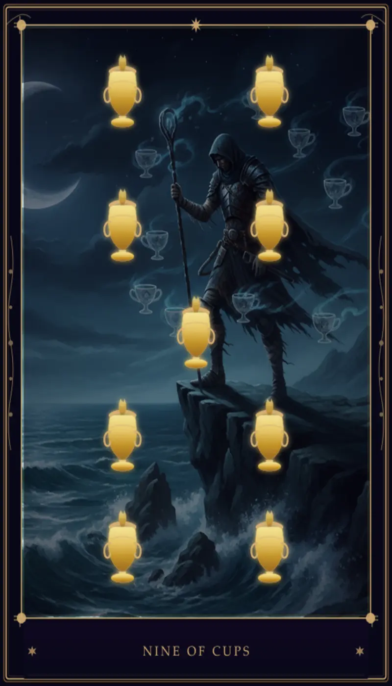 Nove de Copas no Tarot: Significado Completo e Interpretações