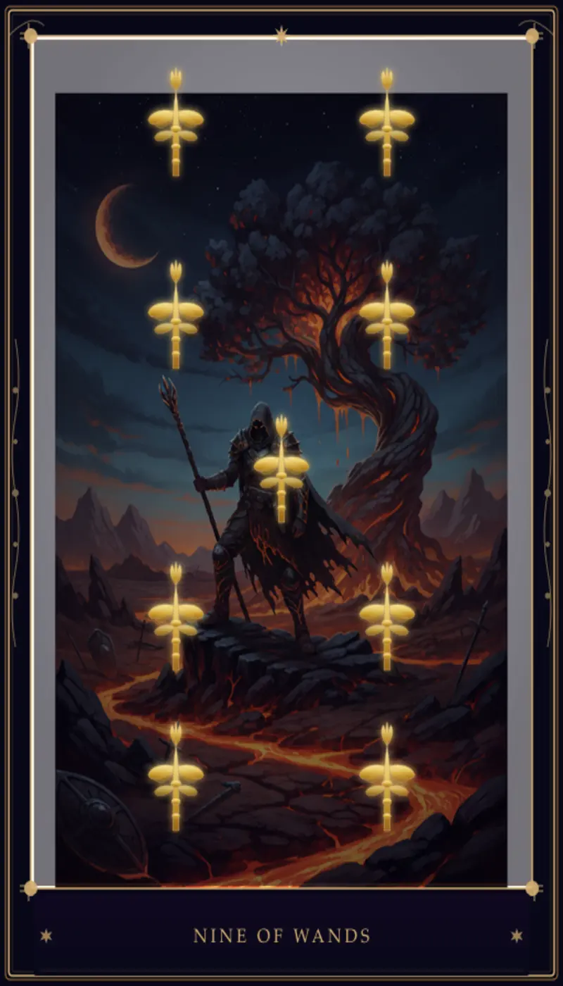 Nueve de Bastos en el Tarot: Significado, Interpretación y Guía Completa