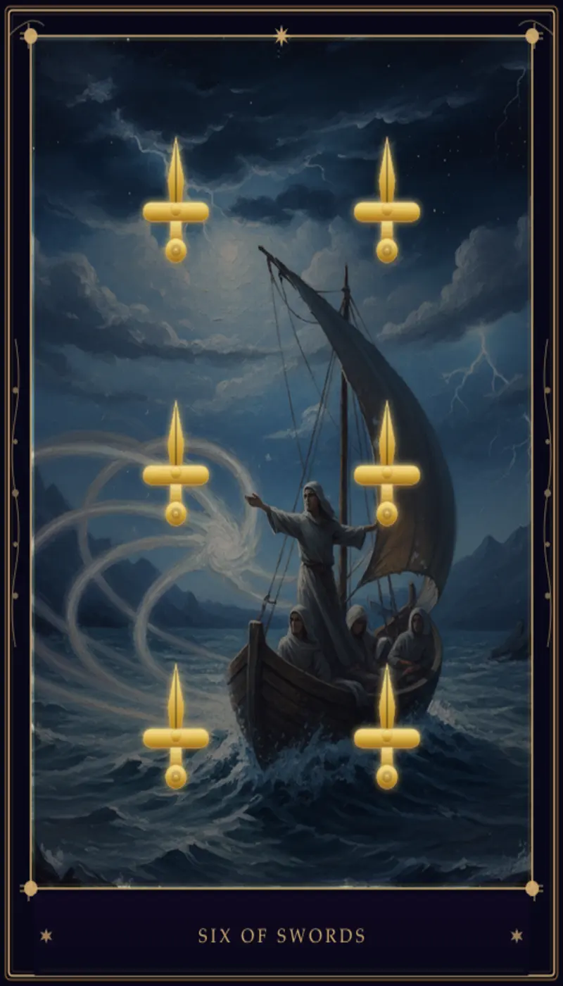 Seis de Espadas en el Tarot: Significado, Interpretación y Guía Completa