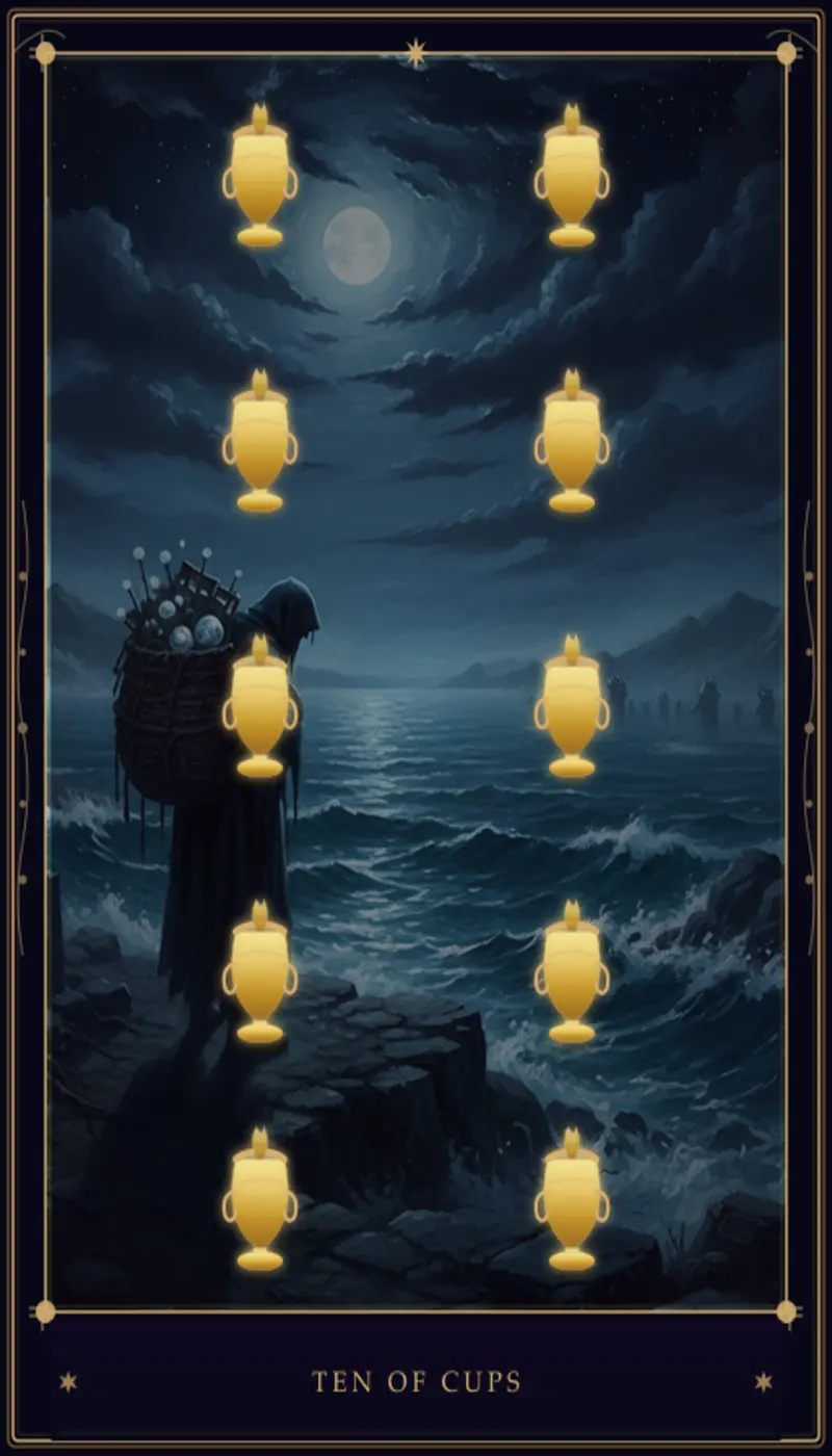 Dez de Copas no Tarot: Significado, Interpretação e Combinações