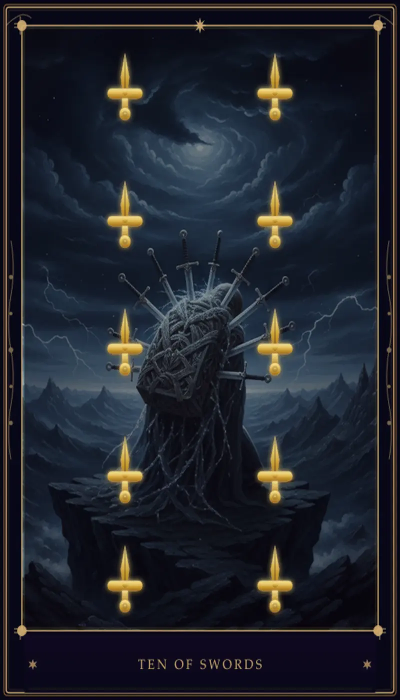 Dez de Espadas no Tarot: Significado Completo e Interpretações