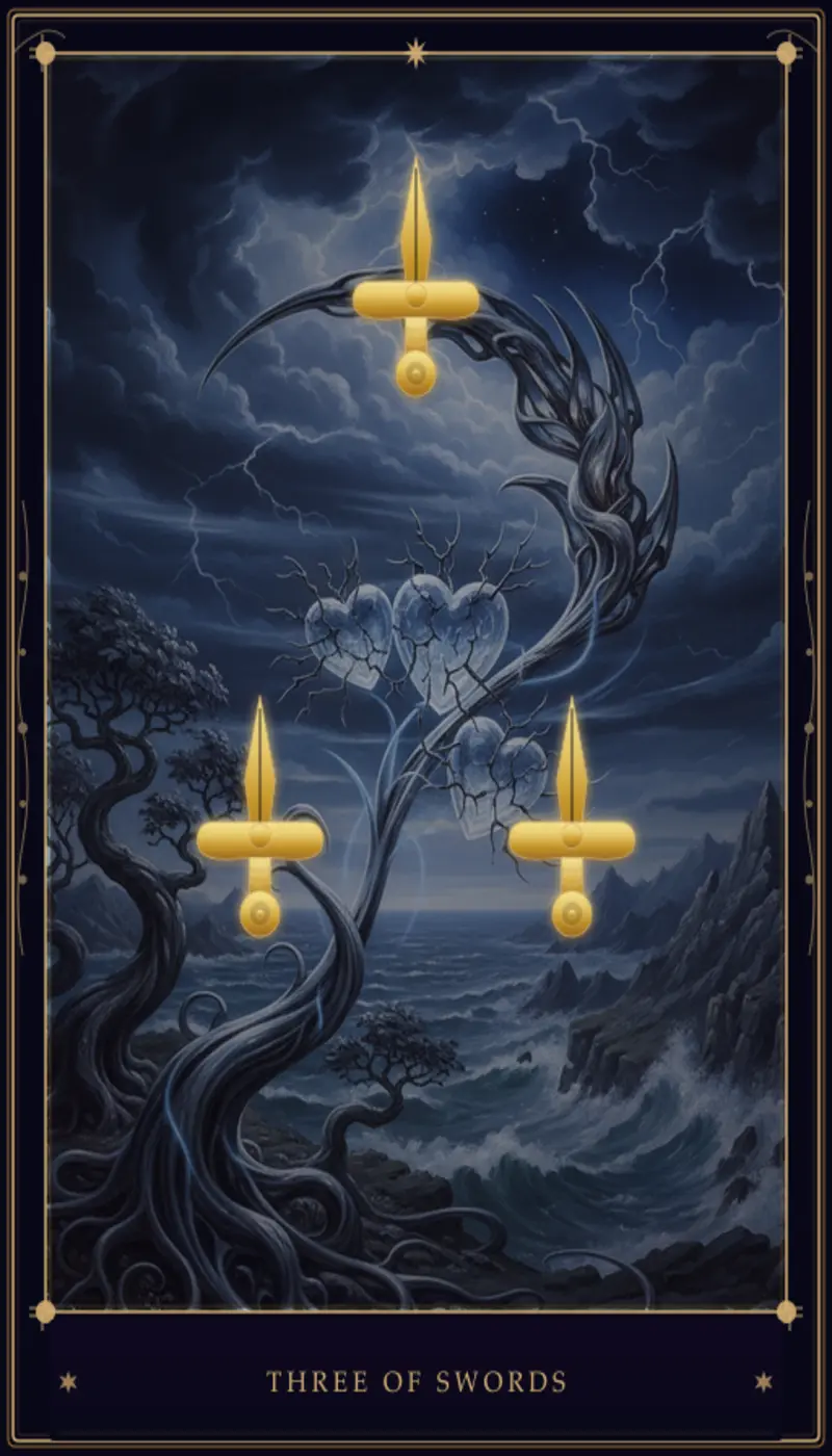Três de Espadas no Tarot: Significado, Interpretação e Combinações