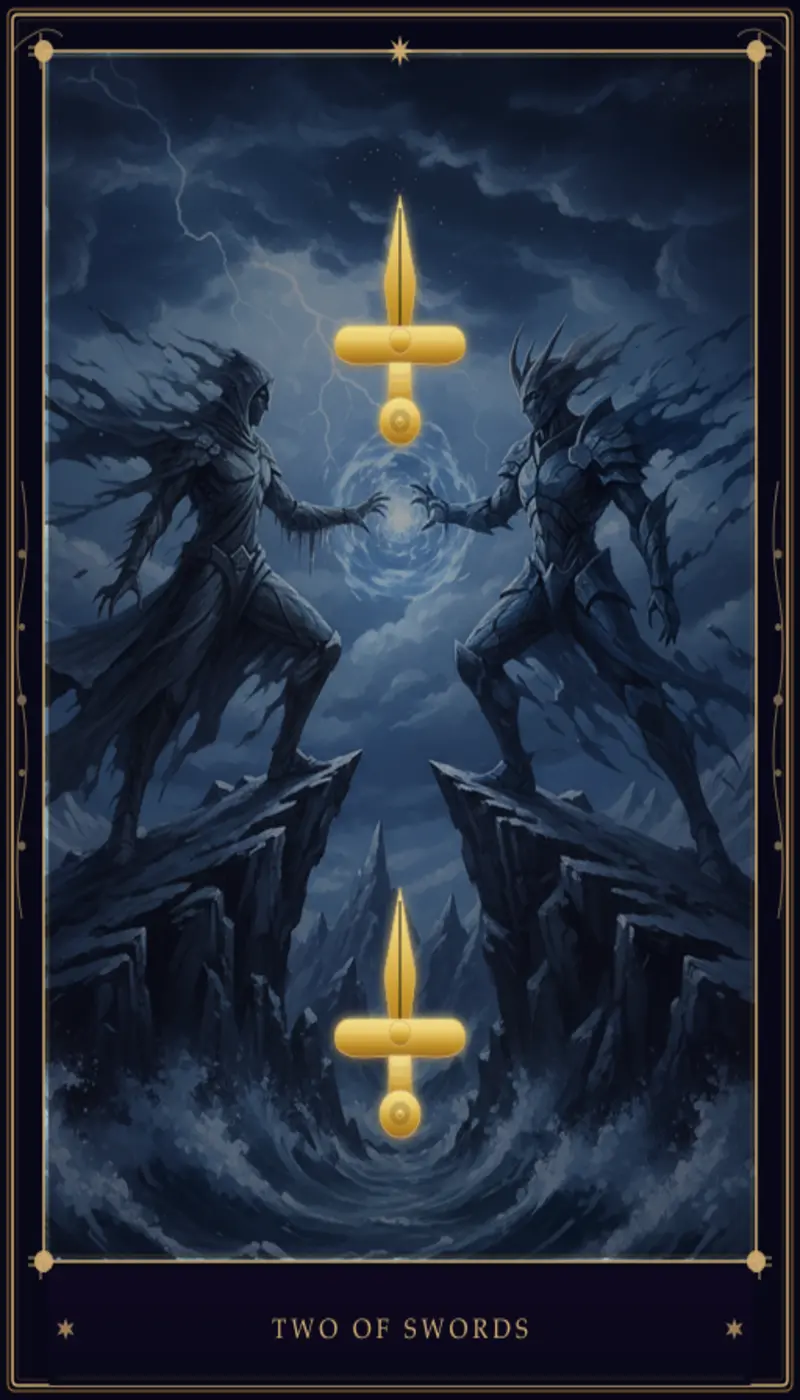 Dois de Espadas no Tarot: Significado, Interpretação e Guia Completo