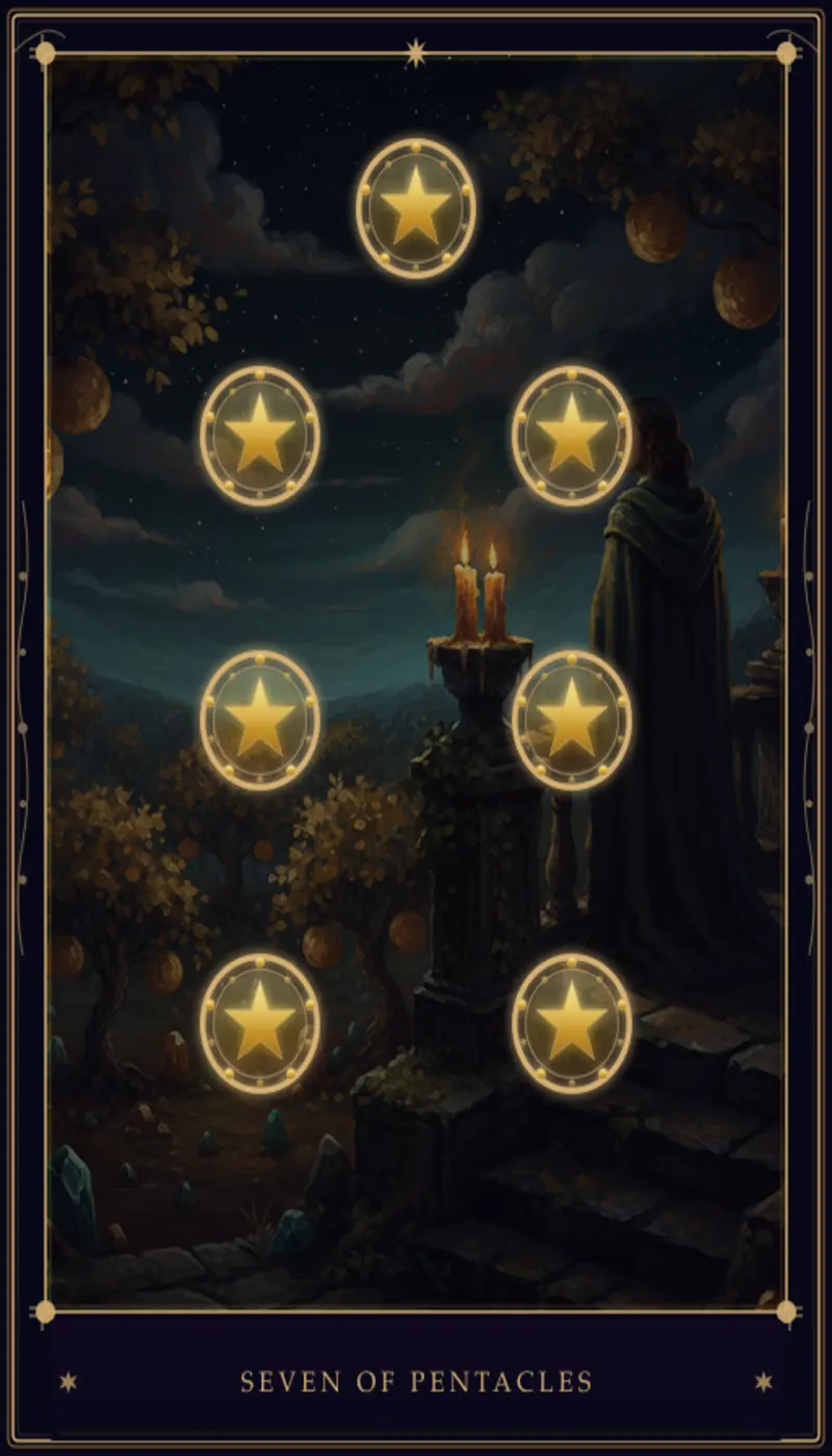 Sete de Ouros no Tarot: Significado, Combinações e Interpretações
